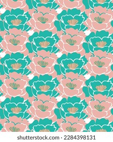 Resumen Flores Lily Flores Patrón sin inconvenientes Colores de moda Minimal Diseño de vectores Chic Perfecto para impresión de tela de alamante o envolver papel Tiffany Pastel Azul Tones rosados