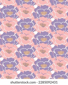 Resumen Flores Lily Patrón sin inconvenientes Colores de moda Diseño vectorial minimalista Perfecto para la impresión de tela de alamante o envolver papel Tones Lilac rosado Pastel