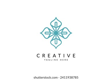 Abstract lily logo vector icon illustration.
