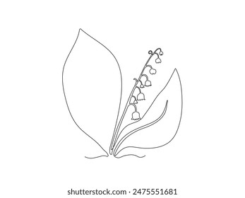 abstract lily of the valley flower,continuous single line art drawing sketch, logo