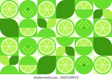 Abstract lime geometric seamless pattern. Green lime mosaic texture. Vector illustration for background