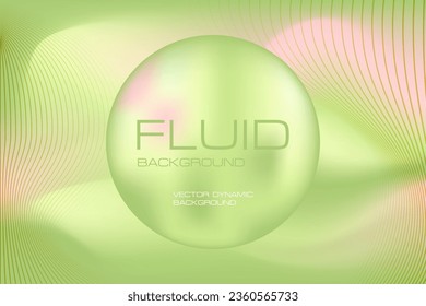 Abstract lime green background with fluid round droplets and wavy lines, perfect for presentations, modern posters, trendy beauty banners