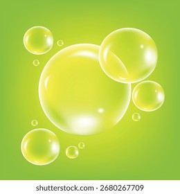 Abstrato Verde-limão Bolhas Uma coleção de brilhante vetor de esferas translúcidas