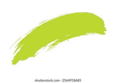 Abstract lime green paint brush strokes against a white background.