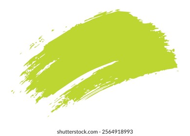 Abstract lime green paint brush strokes against a white background.