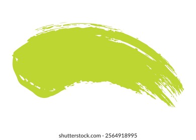 Abstract lime green paint brush strokes against a white background.