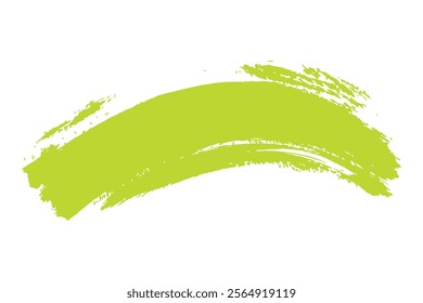 Abstract lime green paint brush strokes against a white background.