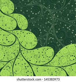 Abstract lime pattern on a green background