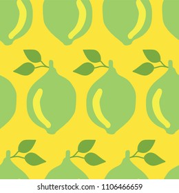 Abstract limes seamless vector pattern on a yellow background.