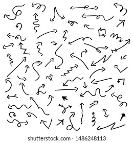 Abstract line arrows in hand drawn style for concept design doodle illustration vector template