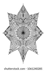 Abstract line art adult coloring page star mandala
