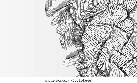 Abstract line art background. Curved wavy lines design.