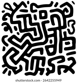 ornamento de plano de fundo da arte de linha abstrata em preto e branco