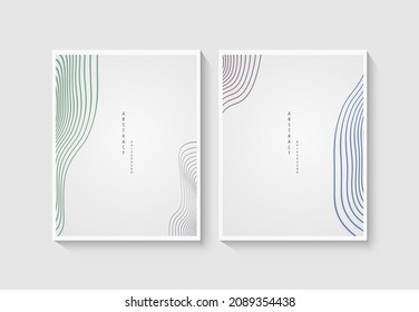 Abstract line art background vector. Gingko and botanical line art wallpaper. floral art for wall decoration and prints.