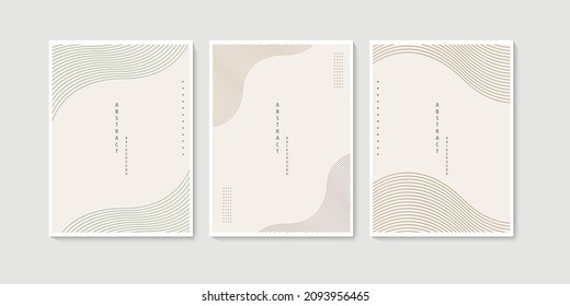 Abstract line art background vector. Gingko and botanical line art wallpaper. floral art for wall decoration and prints.