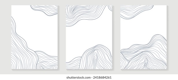 Resumen del vector de fondo de arte de línea. Dibujo de contorno moderno minimalista con ondulación, curva en color blanco. Ilustración de diseño de arte contemporáneo para papel pintado, decoración de pared, tarjeta, afiche, cubierta, impresión.