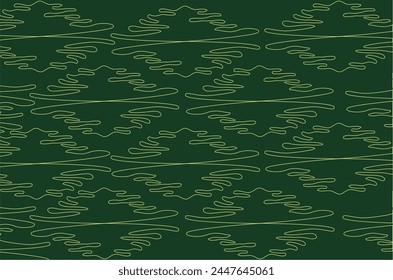 Abstract line art background vector. Green background with yellow line style minimalist pencil hand drawn contour strokes. Design illustration for wallpaper, fabric, print, covers, banners, decoration