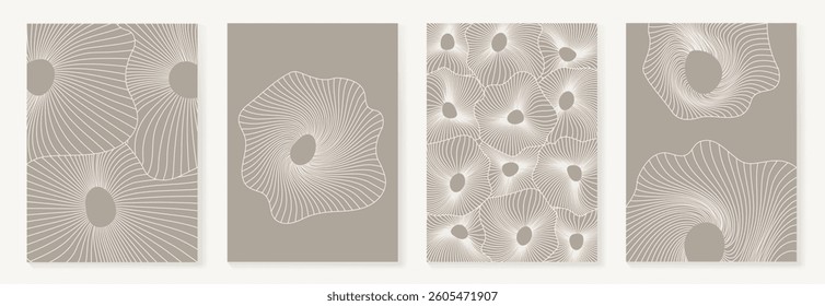 Abstract line art background vector. Minimalist modern contour drawing. Contemporary abstract art design for wall art, wallpaper, home decoration, cover, printable painting.