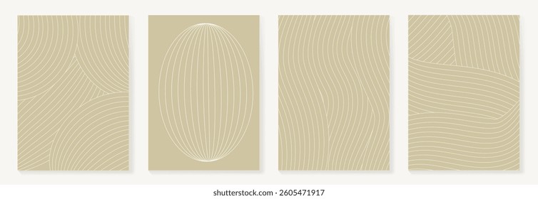 Abstract line art background vector. Minimalist modern contour drawing. Contemporary abstract art design for wall art, wallpaper, home decoration, cover, printable painting.