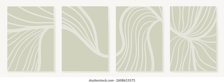 Abstract line art background vector. Minimalist modern contour drawing. Contemporary abstract art design for wall art, wallpaper, home decoration, cover, printable painting.