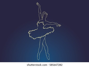 Abstract Line Art of Ballerina Movement Pose - Vector Illustration