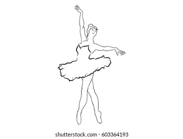Abstract Line Art of Ballerina Movement Pose. Vector Illustration