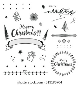 Abstract Line Art based Merry Christmas greeting card 