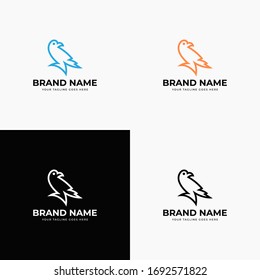 Abstract Line art Bird Logo design vector template. Line art bird logo design. Negative space bird. Animal design. Creative minimal abstract flat icon Color variation.
