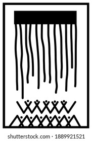 Abstract line art black and white of wall art. Mid century modern wall decor with ethnic design. Minimalist wall art Vector Ilustration. Simple design concept.