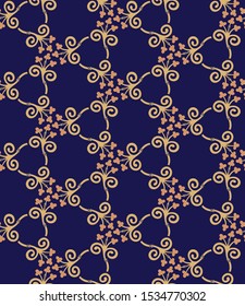 Abstract Line Art Blue Yellow Color Seamless Repeat Pattern Great for spring and summer wallpaper, backgrounds, invitations, packaging design projects. Surface pattern design