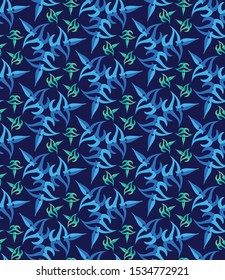 Abstract Line Art Bluish Color Seamless Repeat Pattern Great for spring and summer wallpaper, backgrounds, invitations, packaging design projects. Surface pattern design