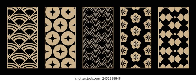 Abstract line art and botanical pattern. Laser cut with line design pattern. Design for wood carving, wall panel decor, metal cutting, wall arts, cover background, wallpaper and banner.