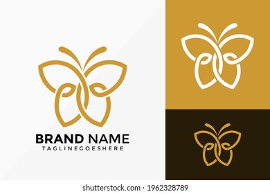 Abstract Line Art Butterfly Logo Vector Design. Brand Identity emblem, designs concept, logos, logotype element for template.