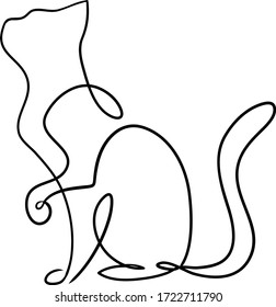 Abstract line art cat. Contemporary vector illustration