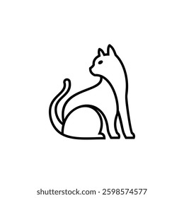 abstract line art cat logo designs