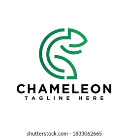abstract line art chameleon logo design 
