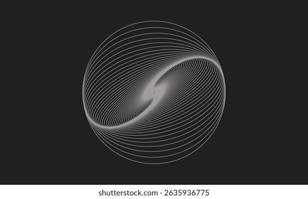 círculo de arte de linha abstrata, padrão de linha espiral, vetor de ilusão ótica, círculo de arte gerativa, arte de curva paramétrica