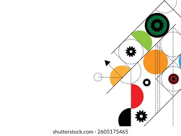 Abstract Line Art Circular Shapes in Color Background Place for Text. Graphic design elements and resources vector art