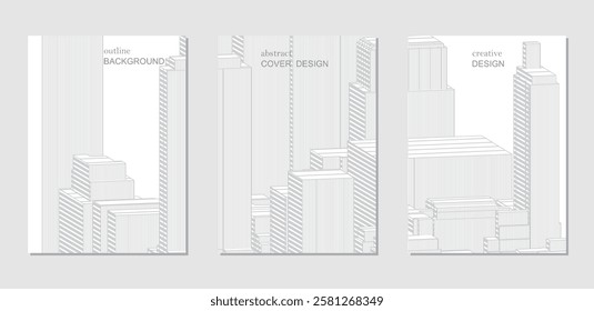 abstract line art city architecture model pattern design banner template cover background collection