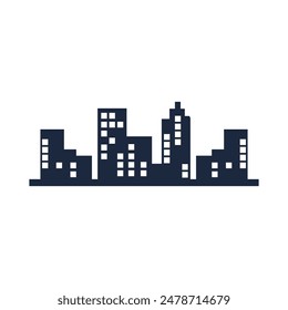 abstract line art city silhouette logo vector