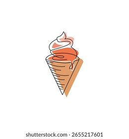 abstract line art with colorful shape of ice cream illustration