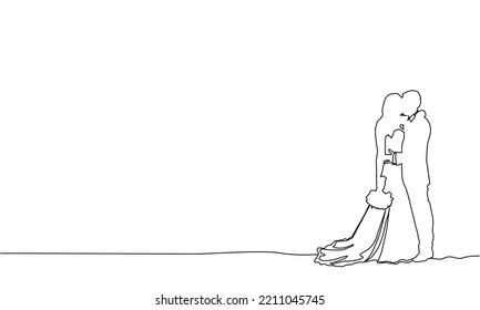 Abstract line art couple wedding silhouette vector illustration design