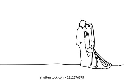 Abstract line art couple wedding illustration vector design