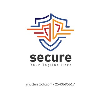 abstract line art data tech connection secure care logo design template illustration inspiration