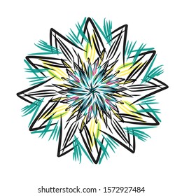 Abstract line art design. Full color. Isolated white background