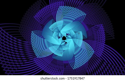 Resumen del diseño de líneas de arte desde una forma simple que se transforma en una forma más compleja, colorida y única. 