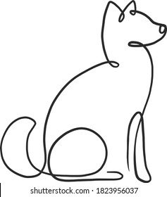 Abstract line art dog. Contemporary vector illustration