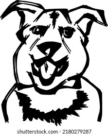 Abstract line art of a dog face. Hand drawn vector illustration. 