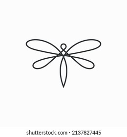 Abstract line art dragonfly logo icon vector template