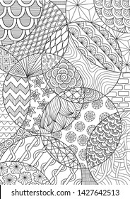 Abstract line art drawing for background and adult coloring book or coloring page. Vector illustration